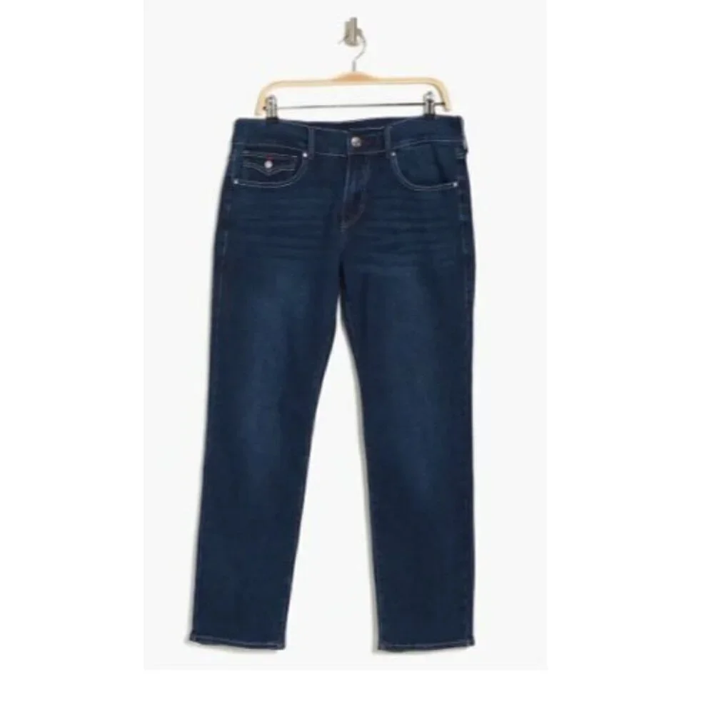 True Religion Mens Dark Wash Geno Flap Pockets Slim Fit Jeans Sz 34 x 32 New